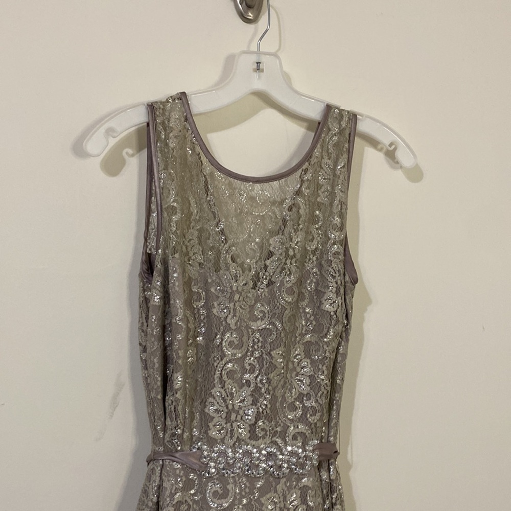 David’s Bridal Silver Cocktail Dress